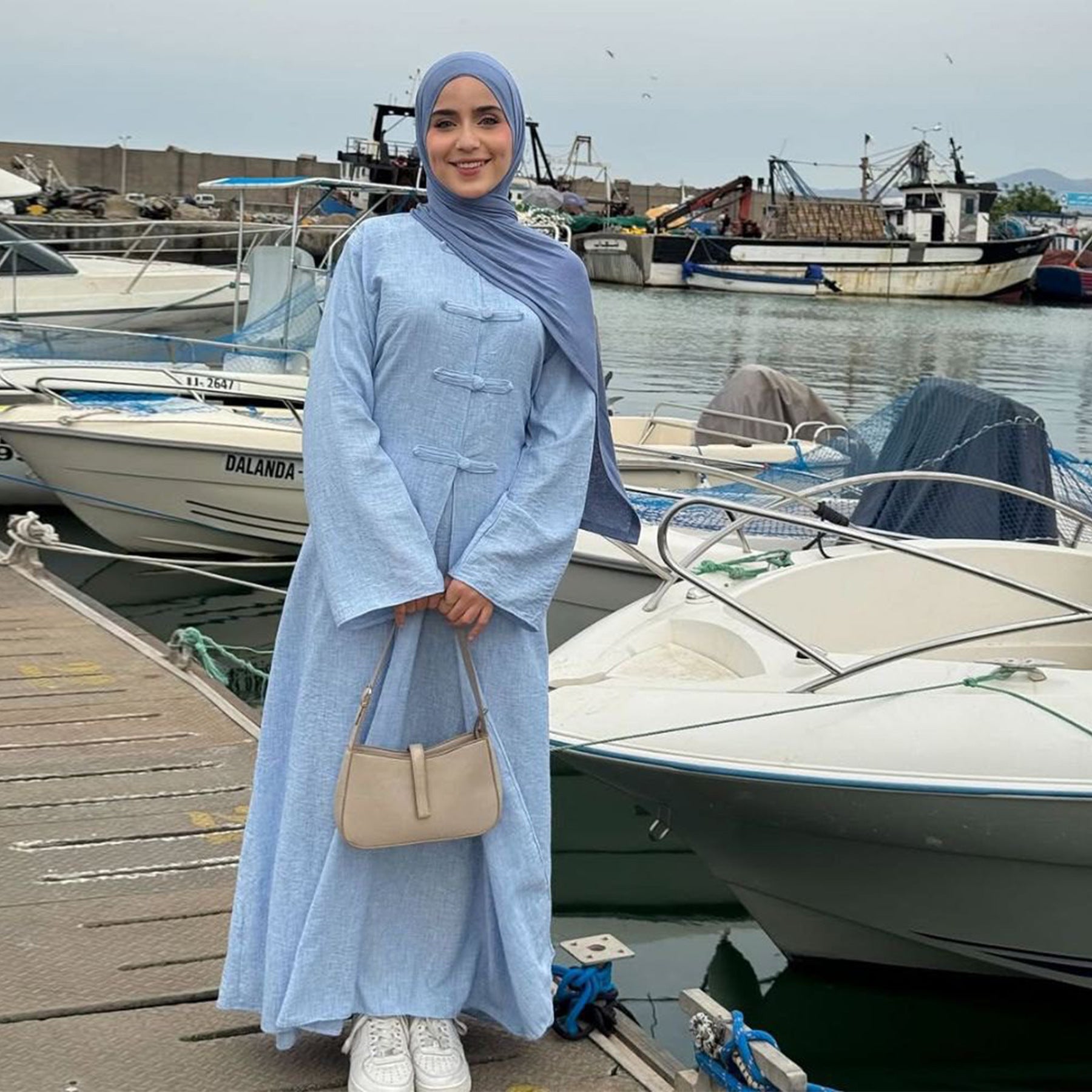 Textured Abaya Set with Tie-Back(MA368)