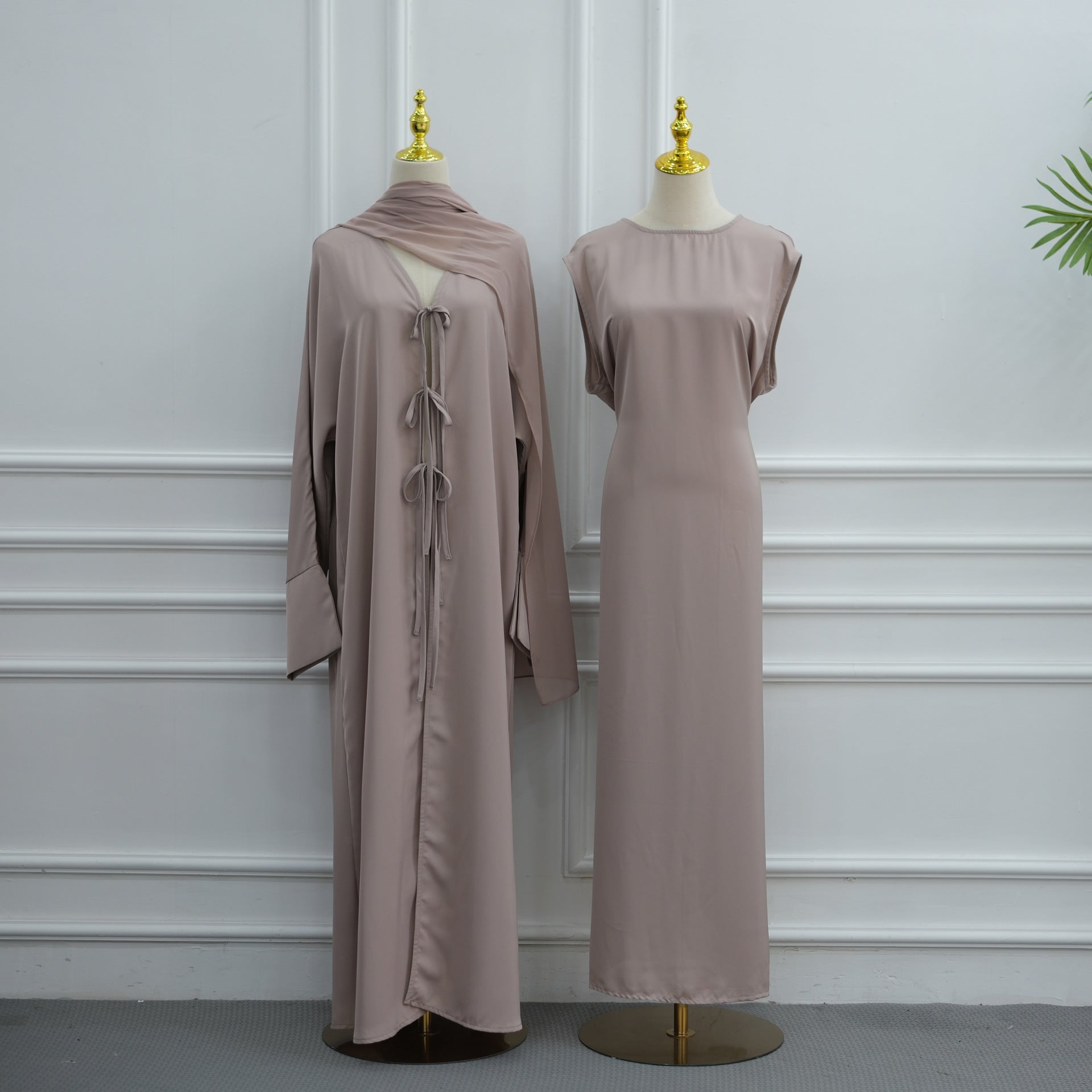 Nida Three-Piece Open Abaya Set(MOA340)
