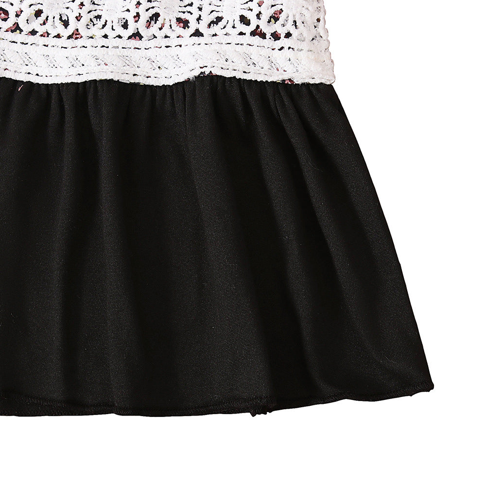 Girls Patchwork Floral Kid Abaya 2-Piece Set(MKG012)