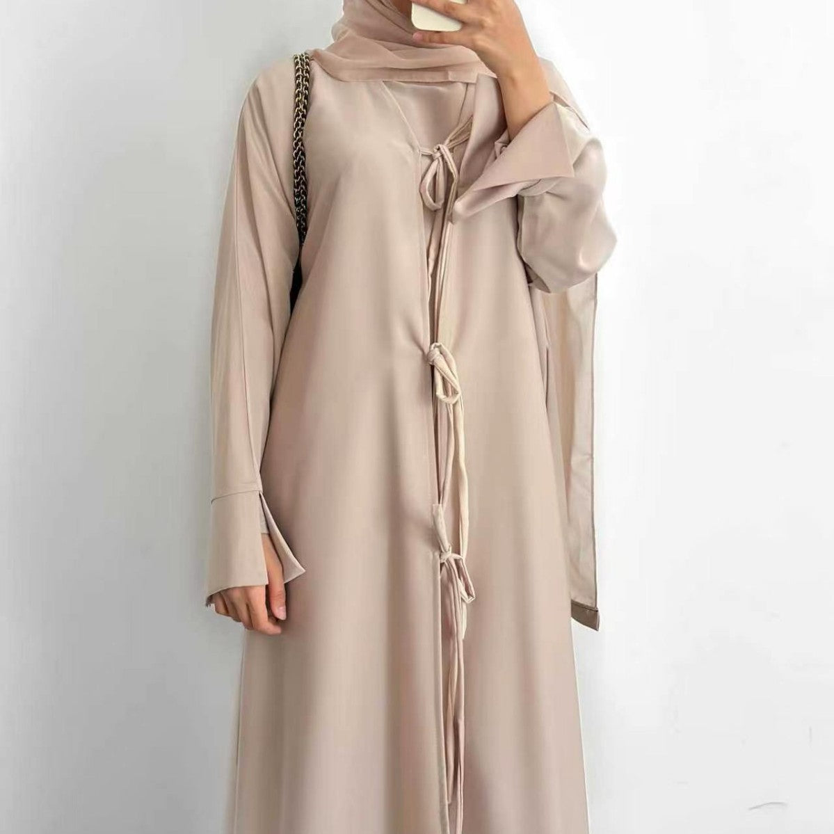 Nida Three-Piece Open Abaya Set(MOA340)
