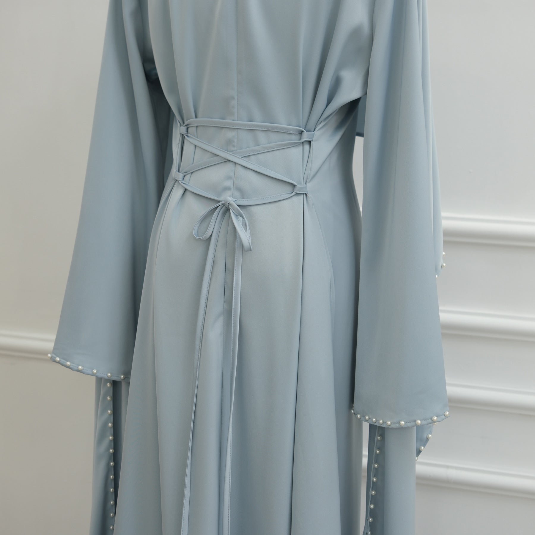 Pearl Embellished Kaftan Abaya | Luxury Cape Sleeve Maxi Dress(MA382)