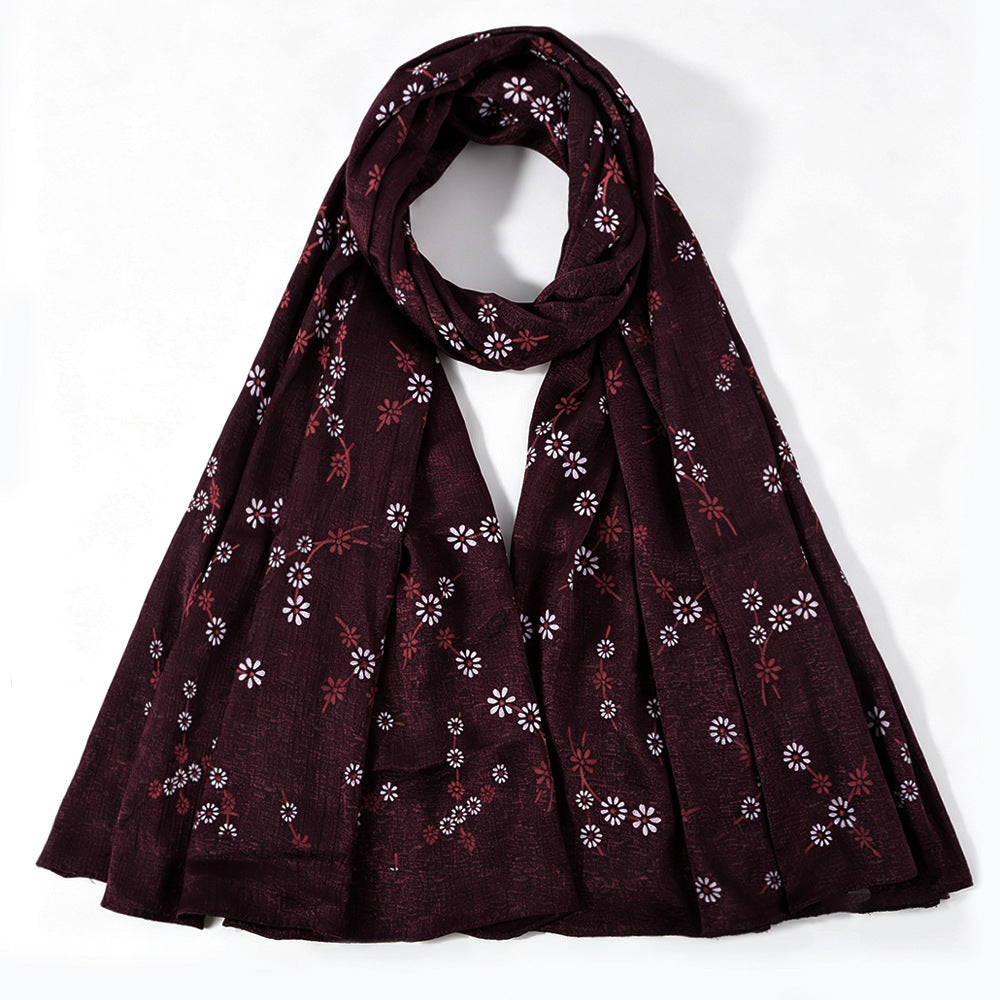 Daisy Floral Print Shimmer Hijab Scarf(MH245)