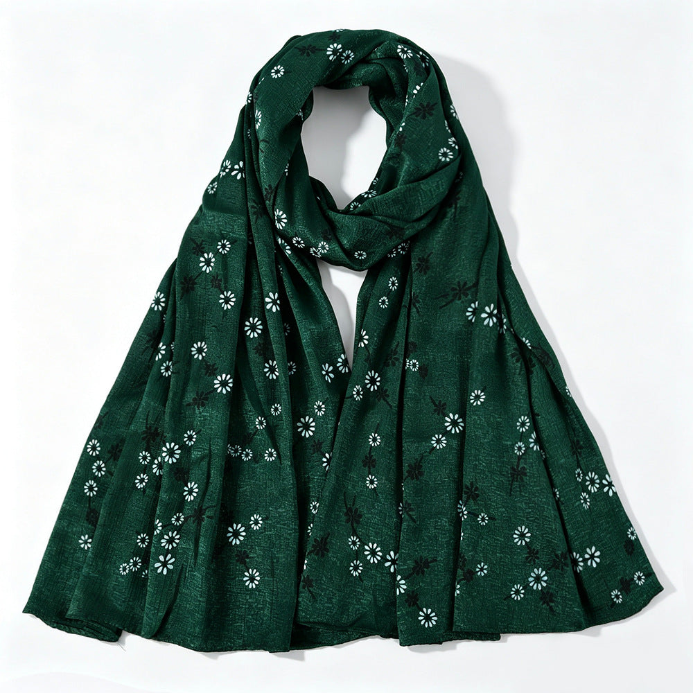 Daisy Floral Print Shimmer Hijab Scarf(MH245)