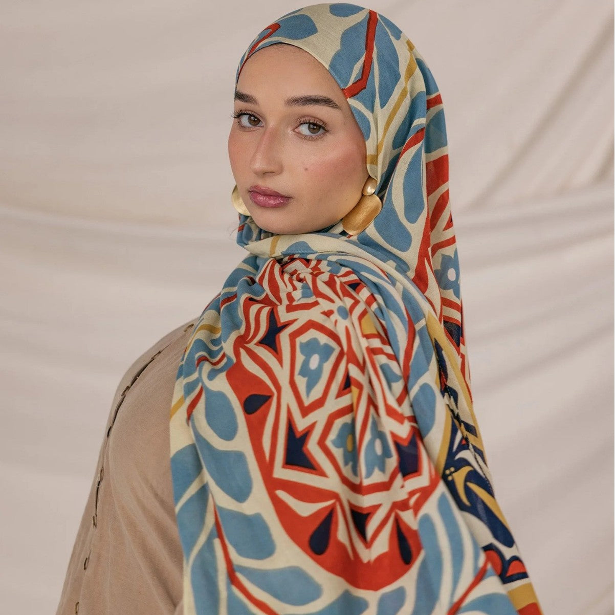 Poly-Cotton Printed Hijab Scarf(MH214)