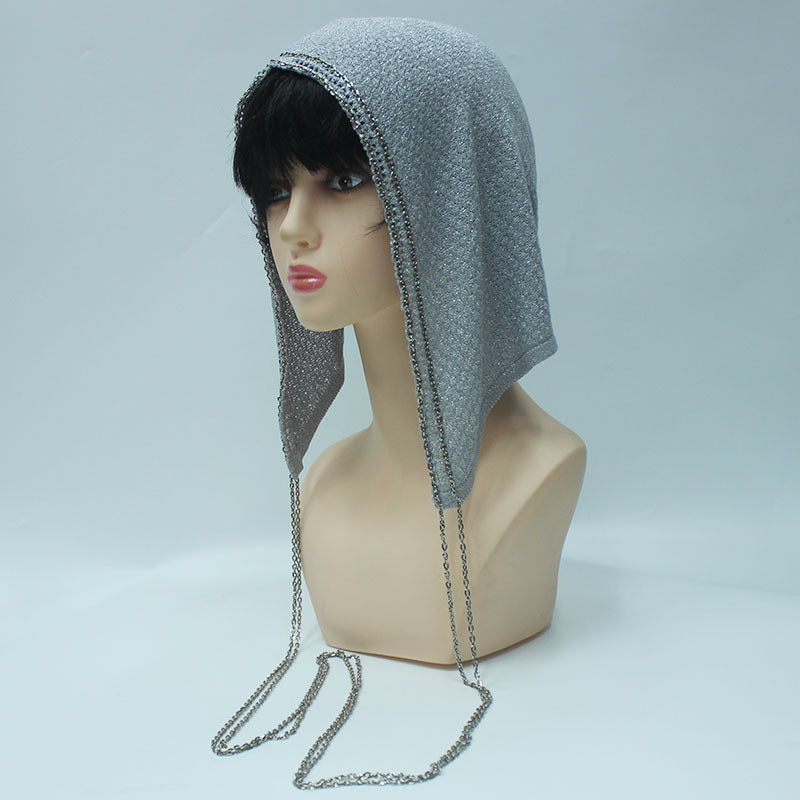 Chain Trim Hijab Cap | Sparkle Knit Balaclava with Chains(MAC375)