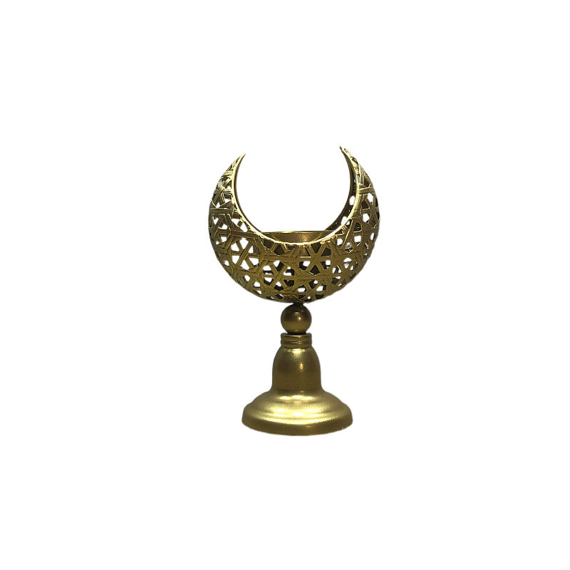 Hollow Moon Candle Holder Ramadan Decorative Accent