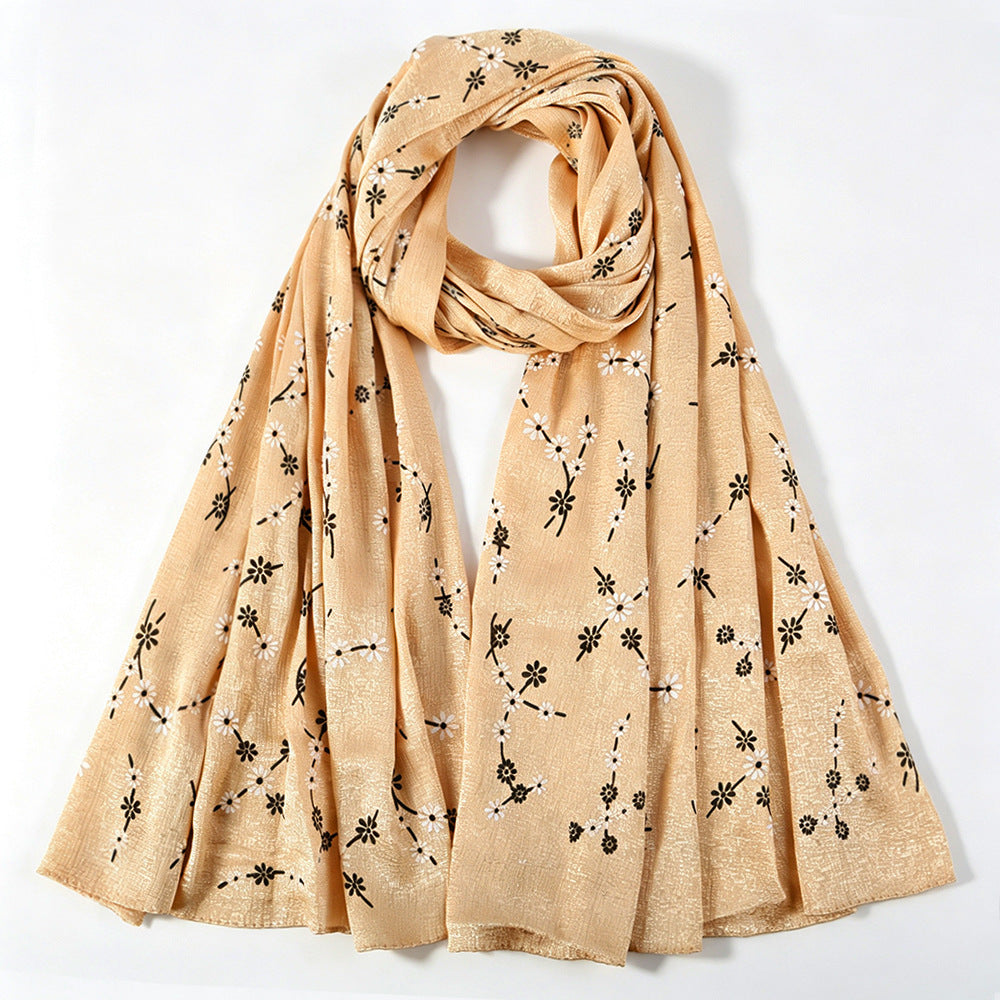 Daisy Floral Print Shimmer Hijab Scarf(MH245)