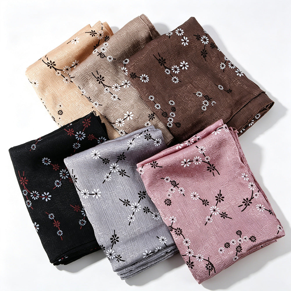 Daisy Floral Print Shimmer Hijab Scarf(MH245)