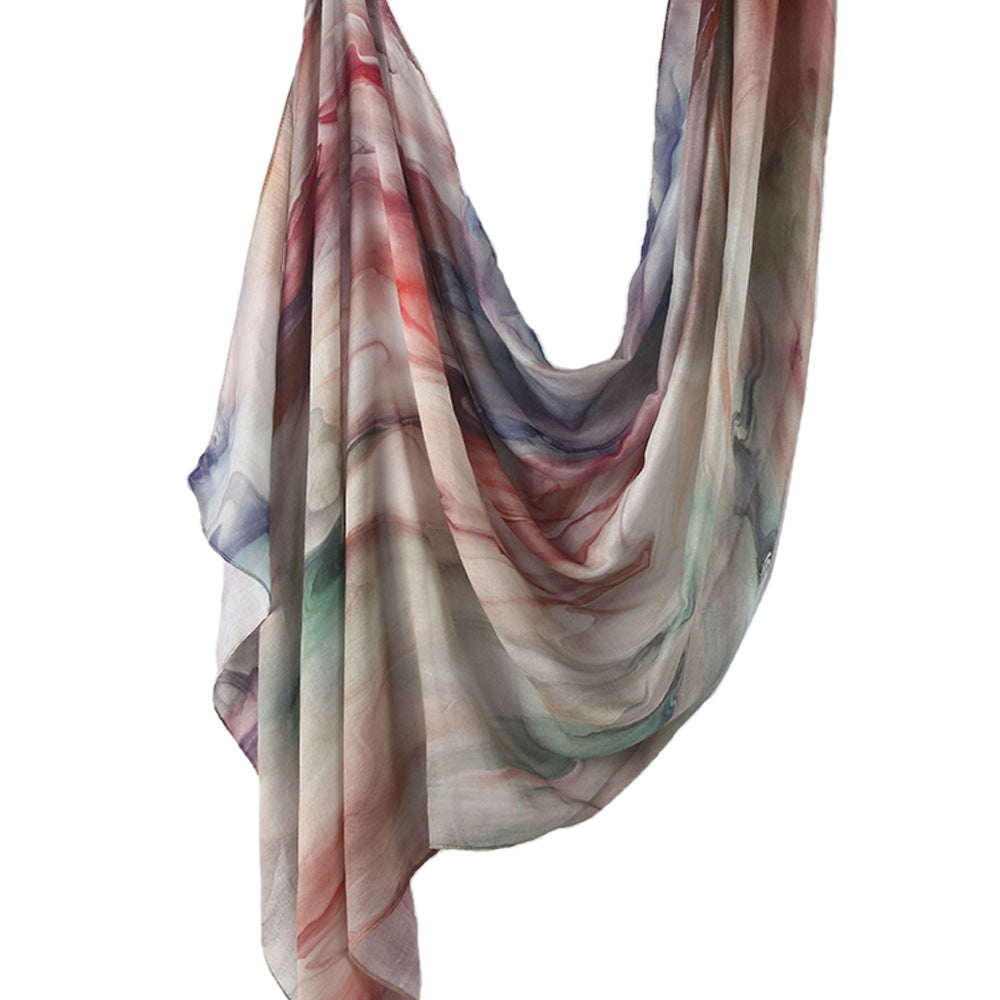 Tie-Dye Watercolor Print Satin Hijab Scarf(MH212)