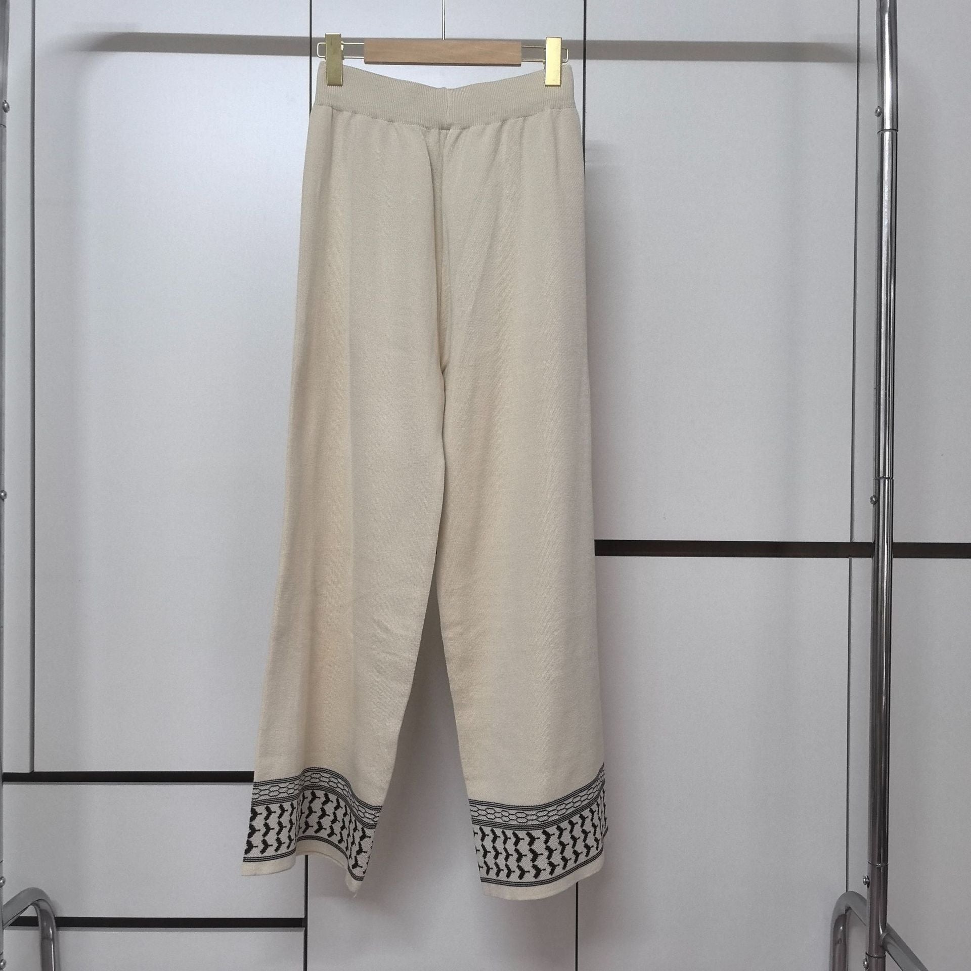 Geometric Jacquard-Trim Ribbed Knit 3-Piece Set(MS471)