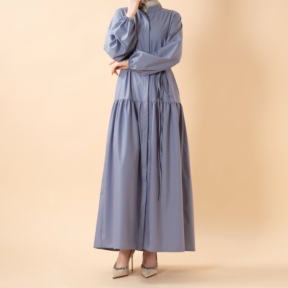 A - Line Trench Shirt Maxi Dress with Pockets(MA422) - Mariam's Collection
