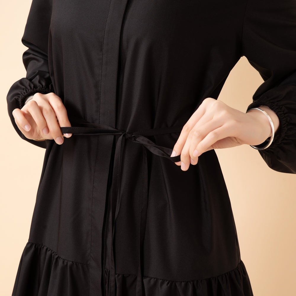 A - Line Trench Shirt Maxi Dress with Pockets(MA422) - Mariam's Collection