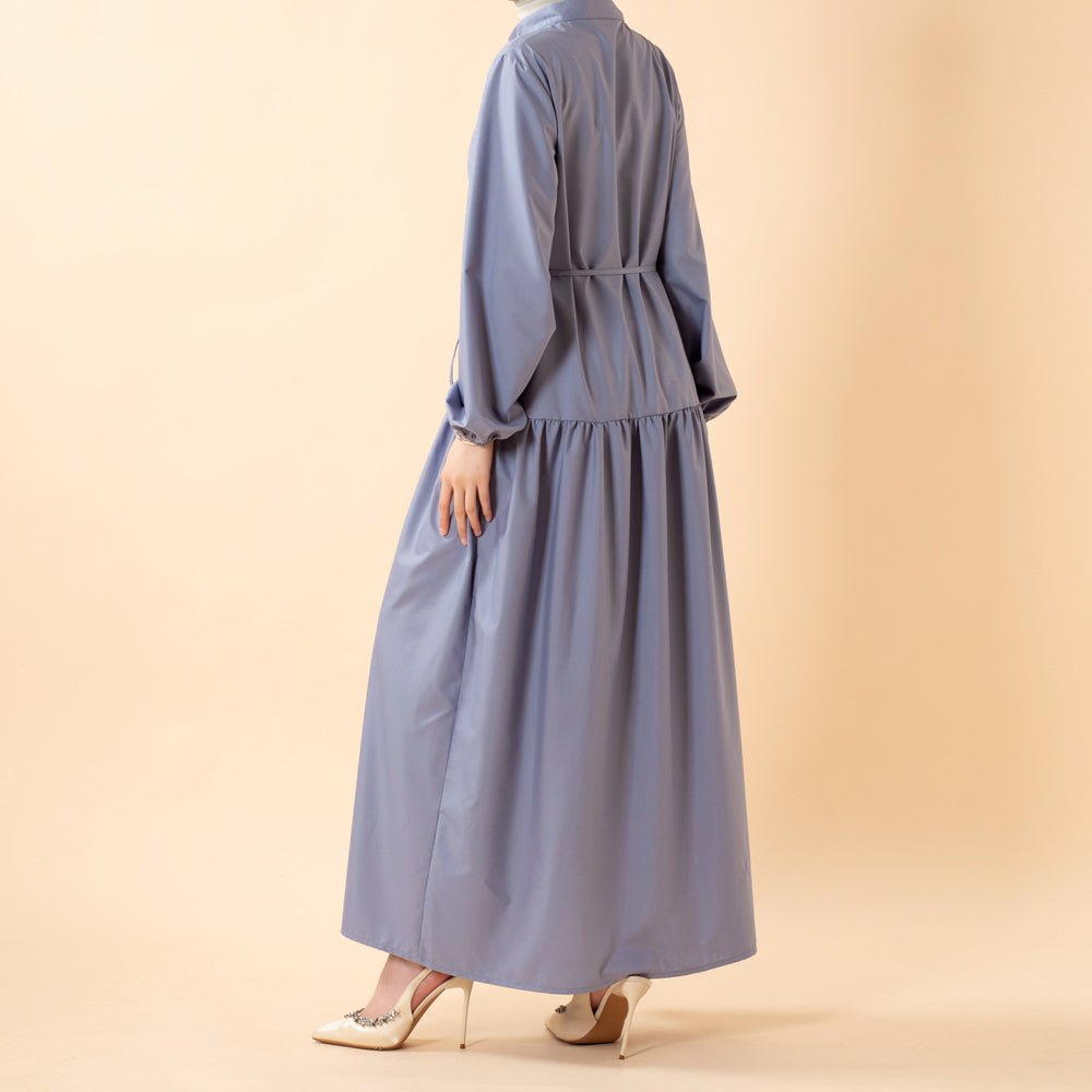 A - Line Trench Shirt Maxi Dress with Pockets(MA422) - Mariam's Collection