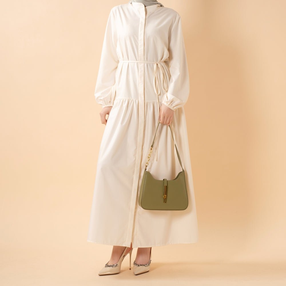 A - Line Trench Shirt Maxi Dress with Pockets(MA422) - Mariam's Collection