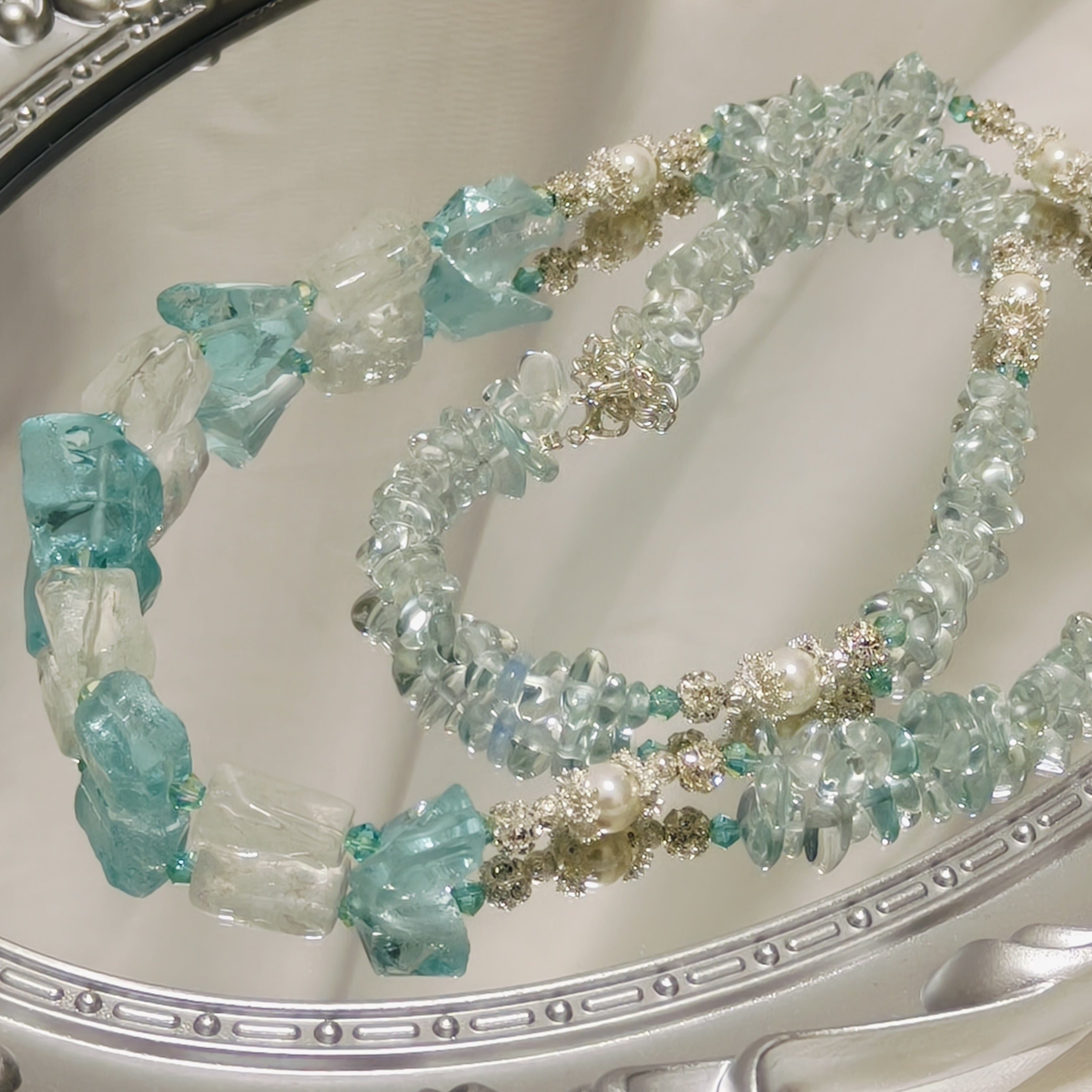 Handmade Premium Crystal Necklace | Artisan Woven Jewelry with Alloy Accents | Elegant Sparkling Statement Necklace for Women (MAC344)