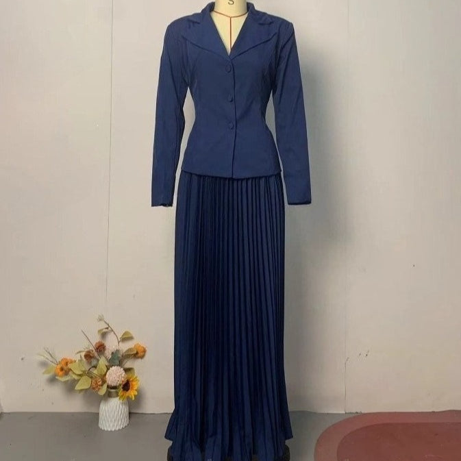 Navy Blazer & Pleated Skirt Set(MS287)