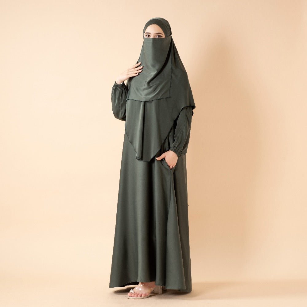 Abaya With Niqab and Khimar | Satin Niqab Khimar and Abaya (MK024)