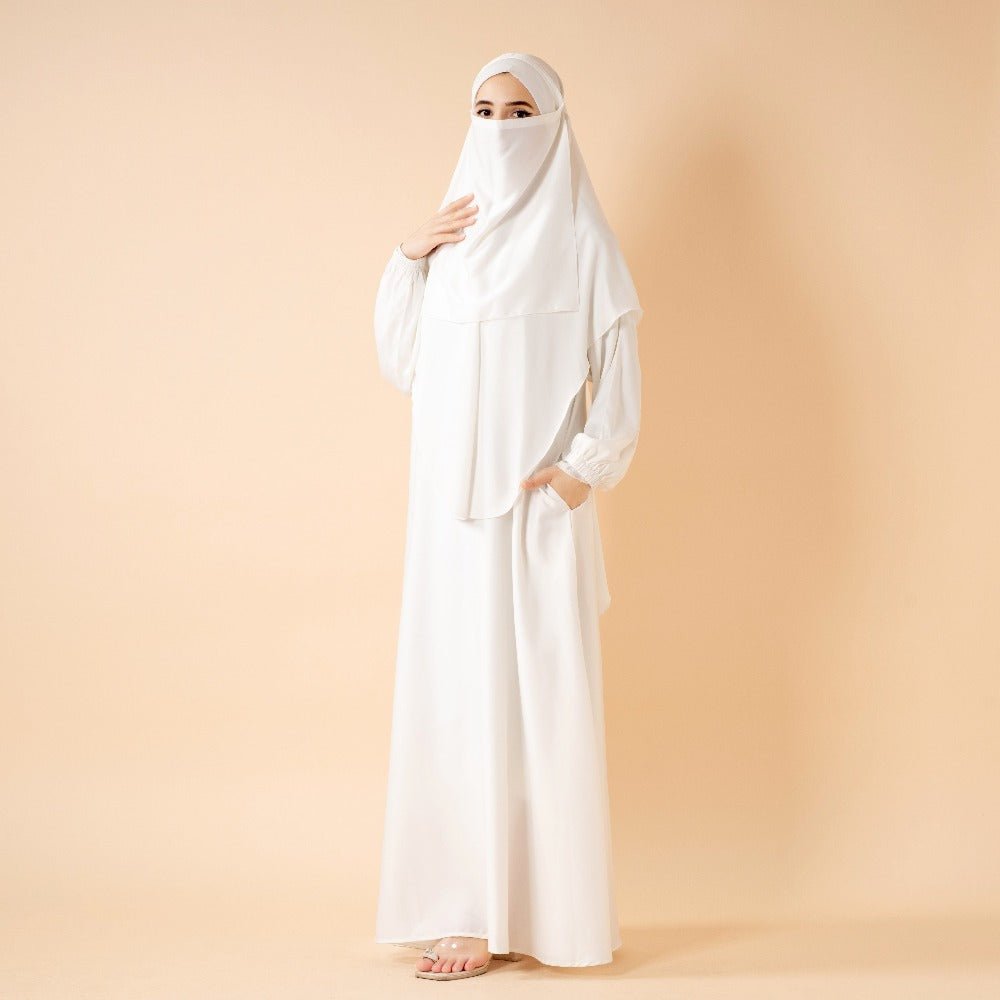 Abaya With Niqab and Khimar | Satin Niqab Khimar and Abaya(MK024) - Mariam's Collection