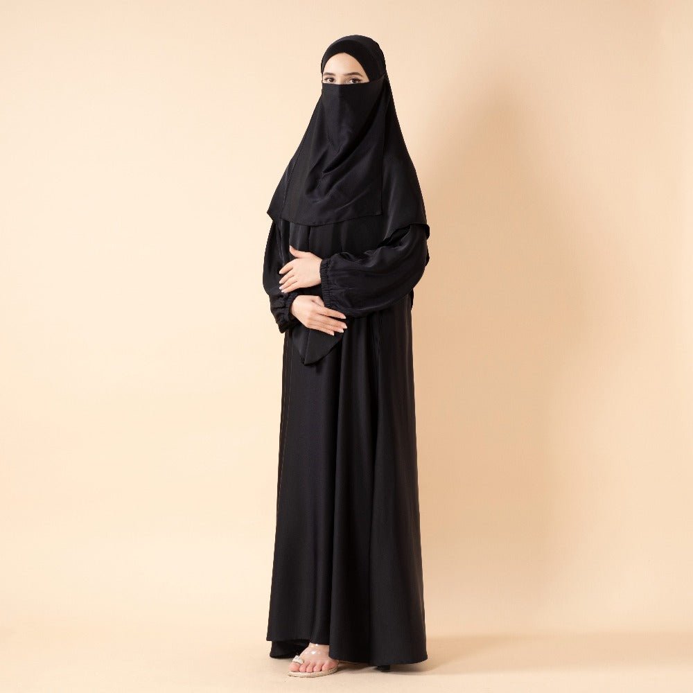 Abaya With Niqab and Khimar | Satin Niqab Khimar and Abaya(MK024) - Mariam's Collection