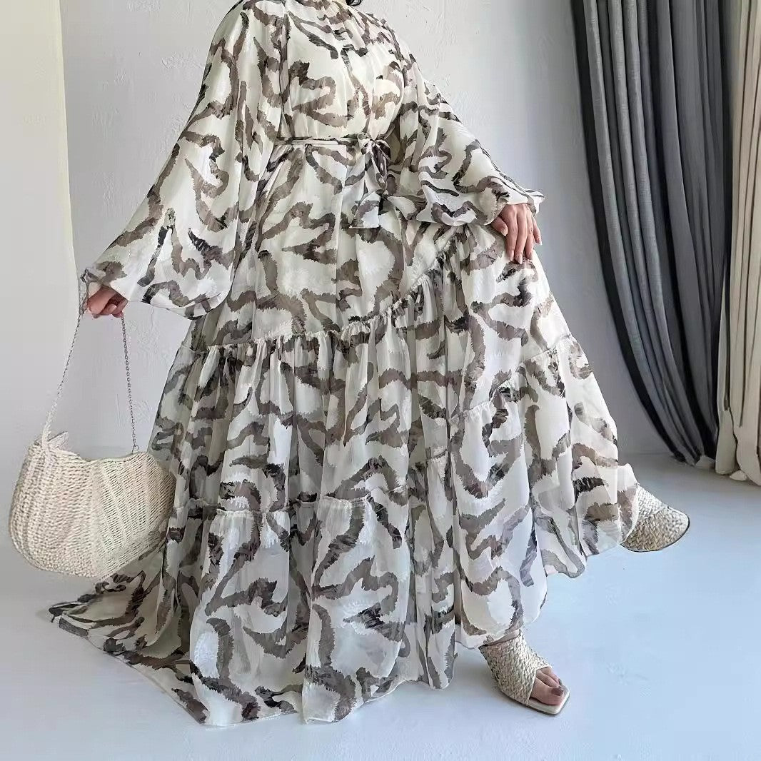 Abstract Print Chiffon Dress(MA402) - Mariam's Collection