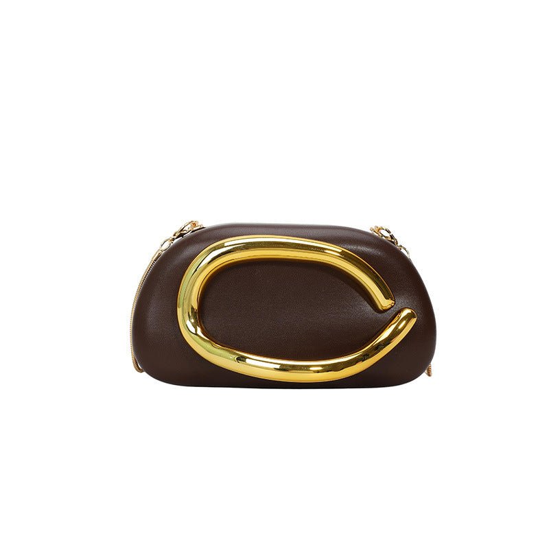 Acrylic Evening Clutch | Metallic Handle Party Bag with Chain Strap(MAC354) - Mariam's Collection