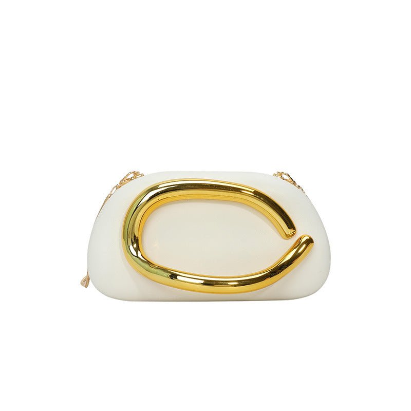 Acrylic Evening Clutch | Metallic Handle Party Bag with Chain Strap(MAC354) - Mariam's Collection