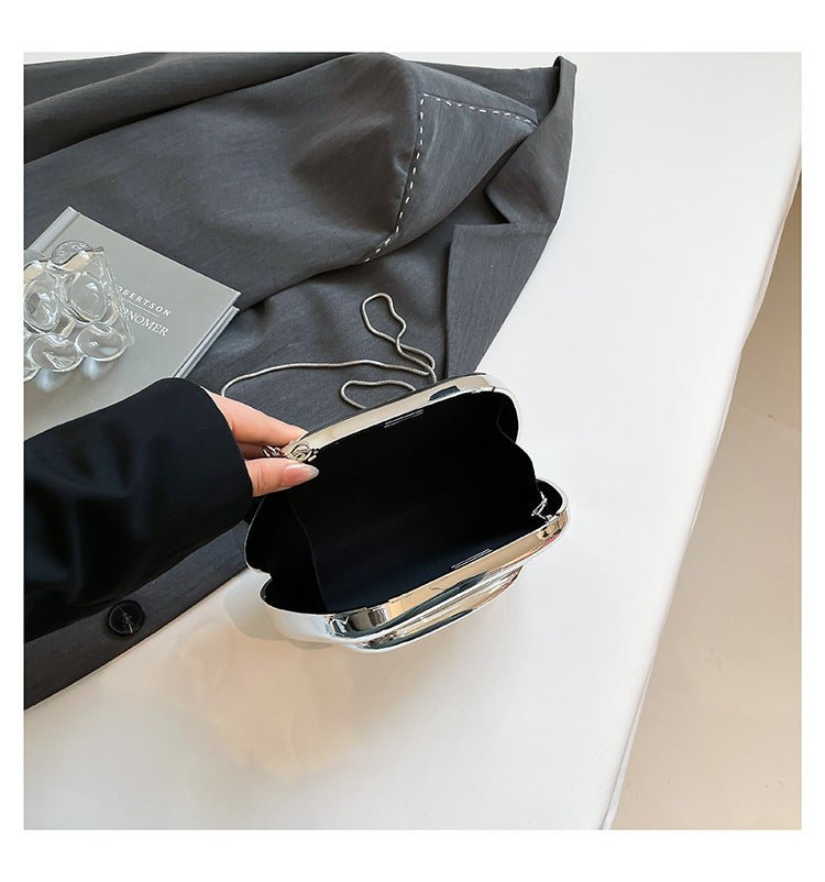 Acrylic Evening Clutch | Metallic Handle Party Bag with Chain Strap(MAC354) - Mariam's Collection