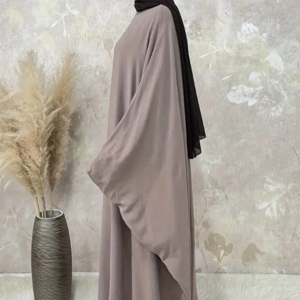Modest Batwing Sleeve Loose Solid Color Maxi Abaya(MA172)