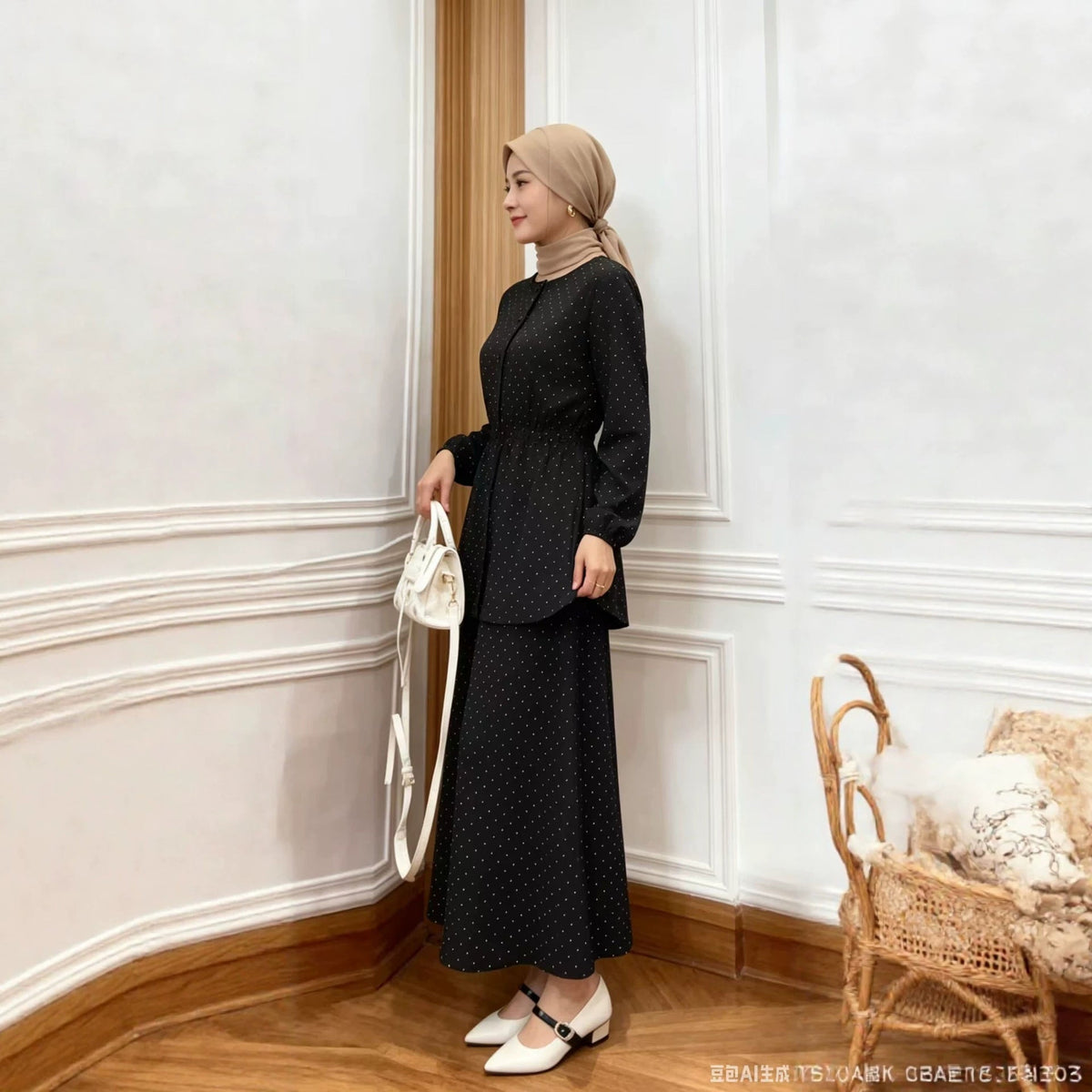 All-Over Rhinestone Top & Maxi Skirt Set | Modest Two-Piece Outfit(MS584) - Mariam's Collection