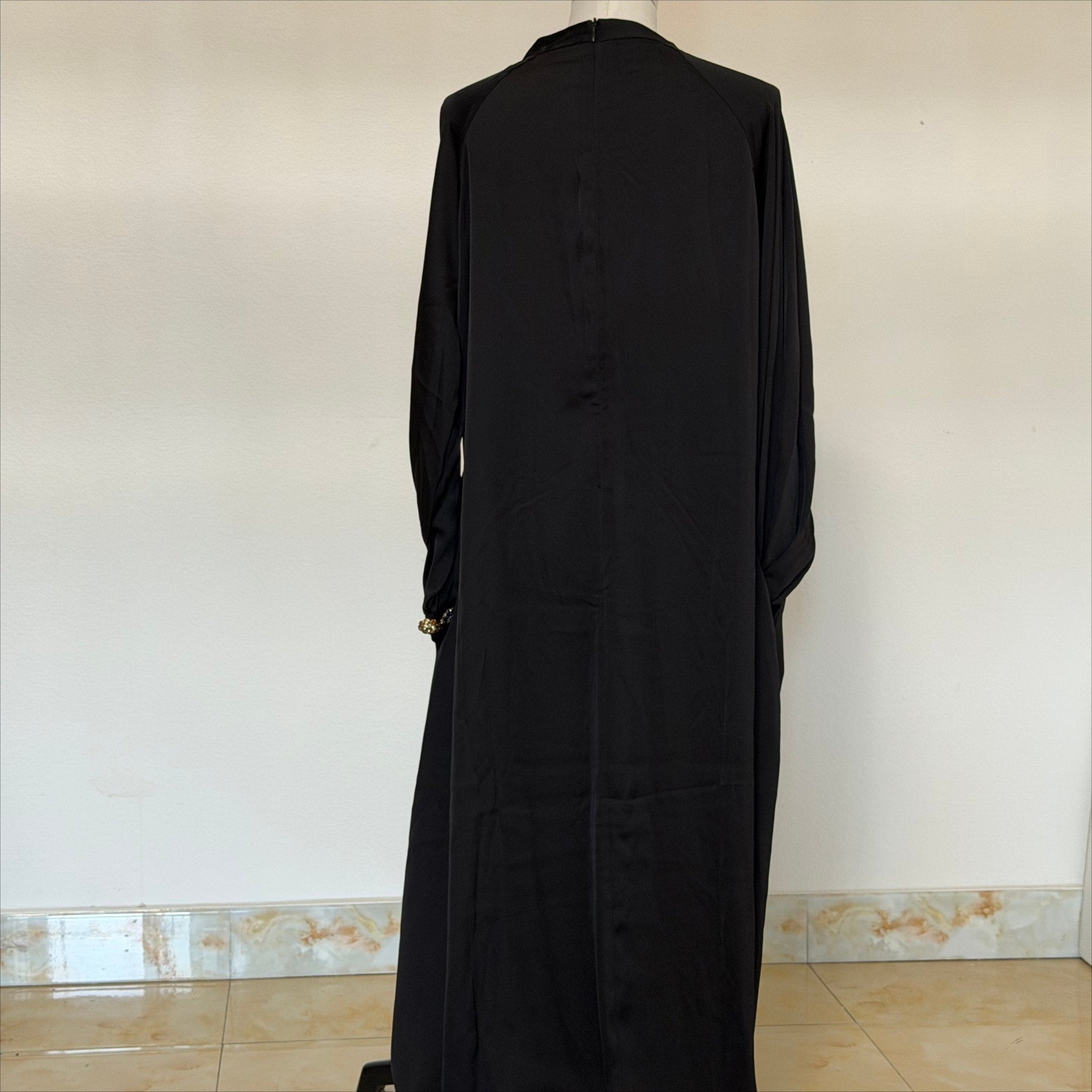 Archive Piece Black Jewel Button Cuff Pullover Abaya - MP064 (Size XL Only) - Mariam's Collection