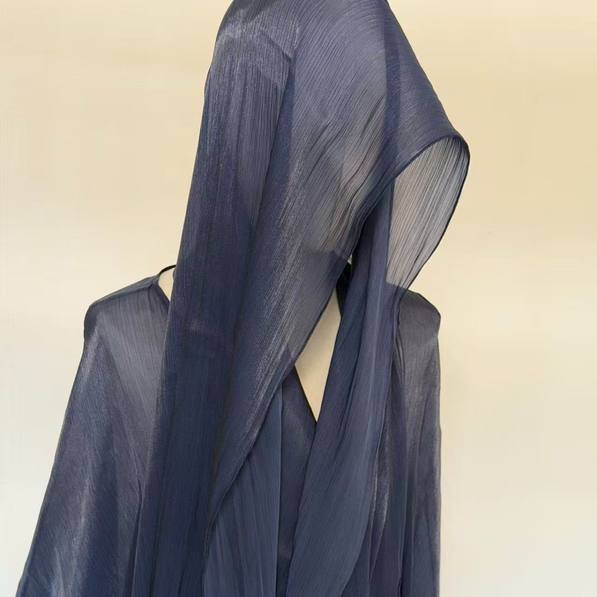 Archive Piece Crinkle Open Abaya & Hijab Set - MP027 (Size L Only) - Mariam's Collection