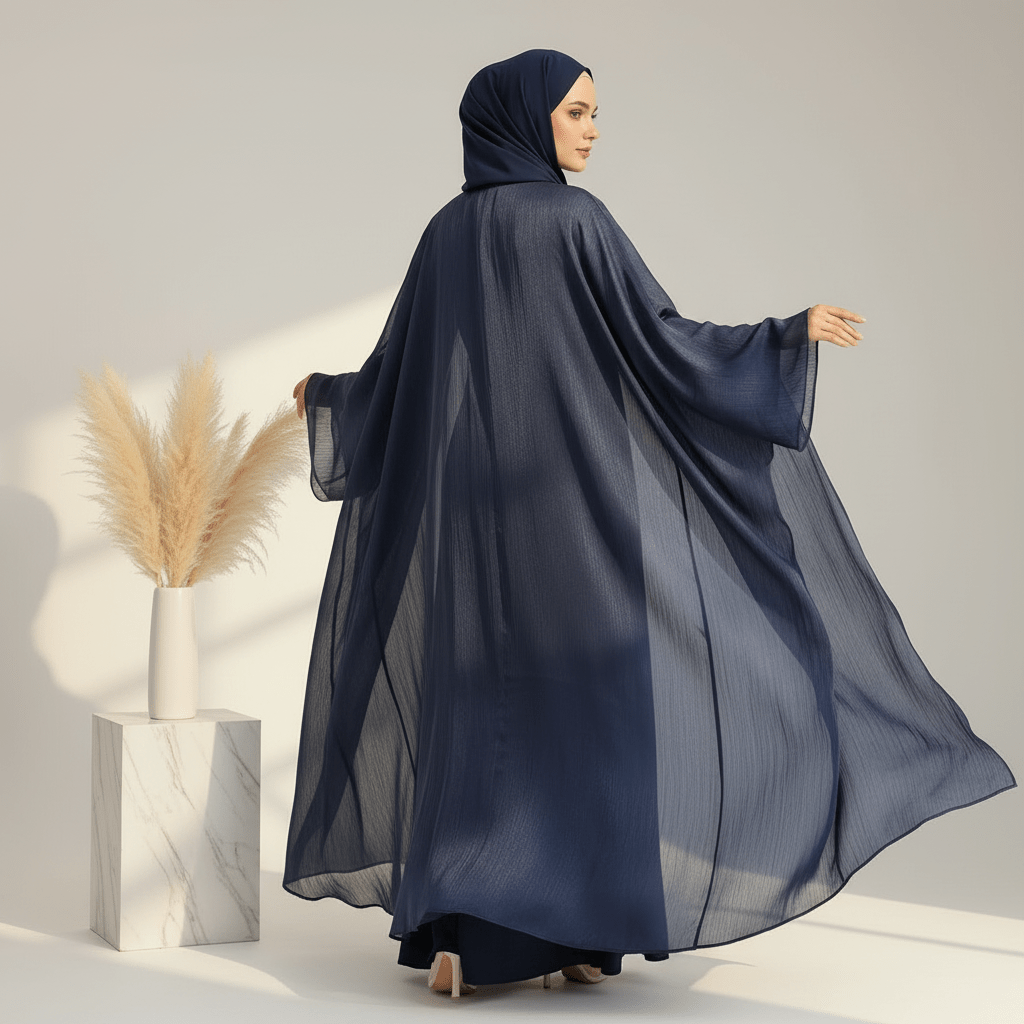 Archive Piece Crinkle Open Abaya & Hijab Set - MP027 (Size L Only) - Mariam's Collection