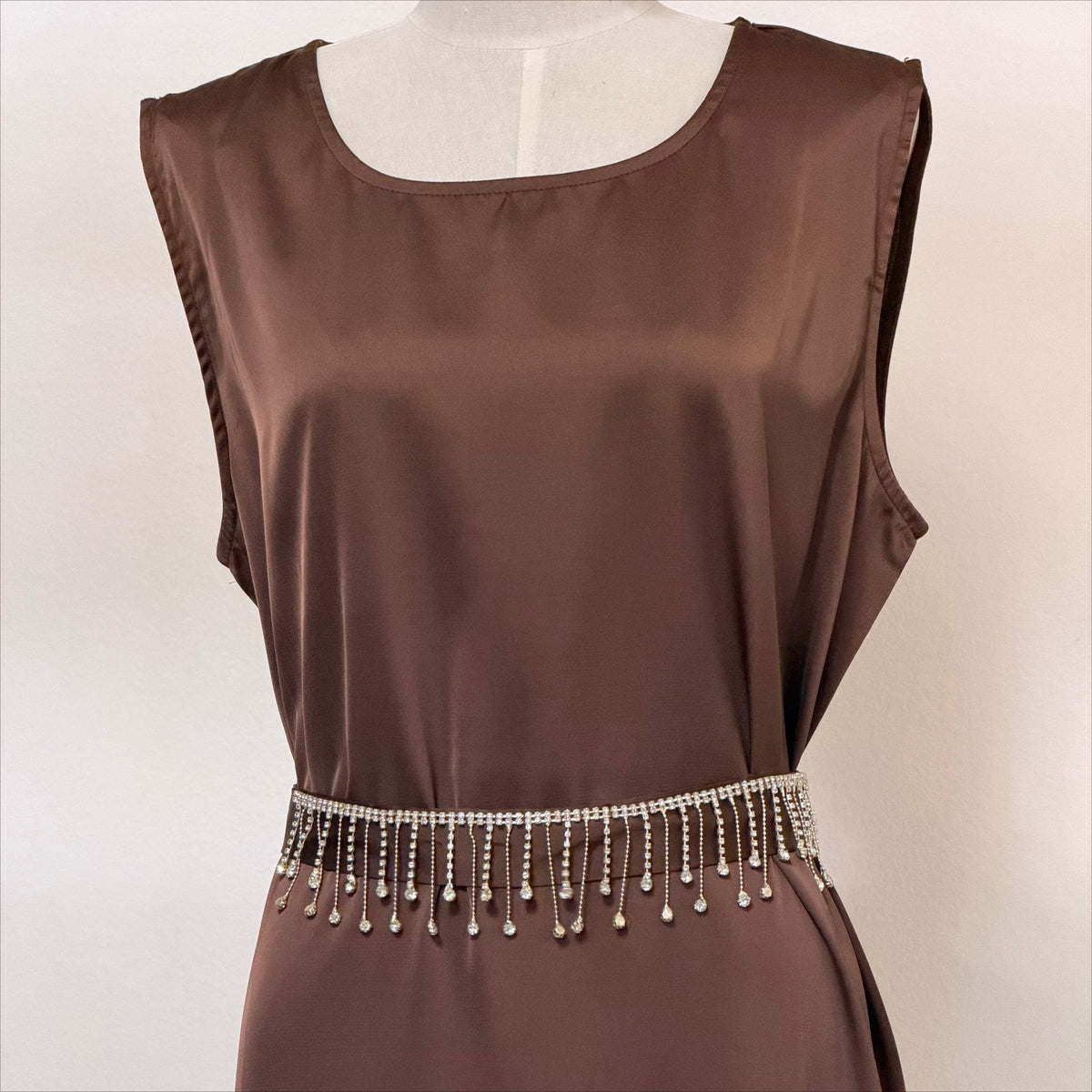 Flowing open-front satin robe with elasticated cuff sleeves