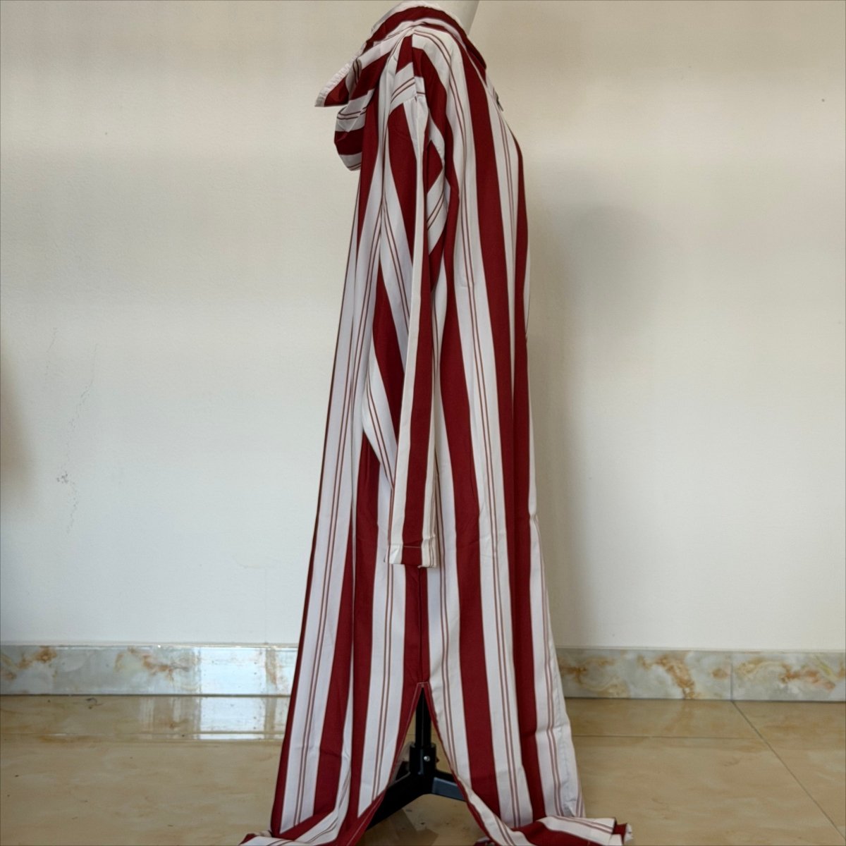 Archive Piece Striped Hooded Half-Zip Maxi Kaftan - MP060 (Size L Only) - Mariam's Collection
