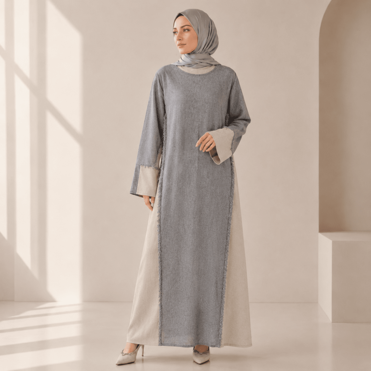 Two-Tone Frayed Patchwork Tunic – Archive Modest Tunic