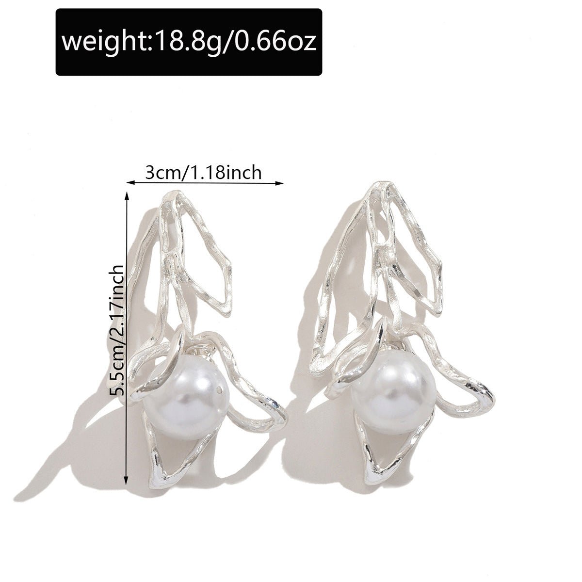 Artistic Asymmetric Pearl Drop Earrings (MAC325) - Mariam's Collection