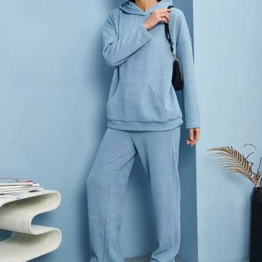 Athletic Hoodie & Pants Set | Wide Sleeve Sweatshirt with Pockets & Drawstring Pants(MS141) - Mariam's Collection