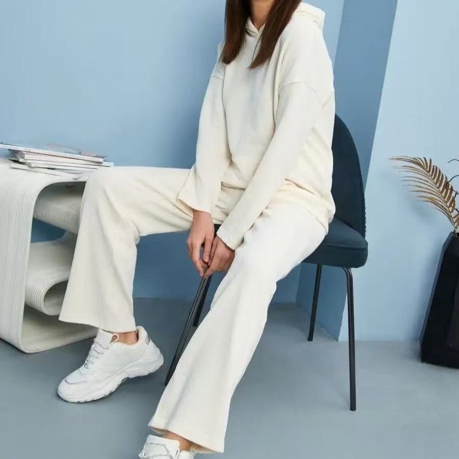 Athletic Hoodie & Pants Set | Wide Sleeve Sweatshirt with Pockets & Drawstring Pants(MS141) - Mariam's Collection