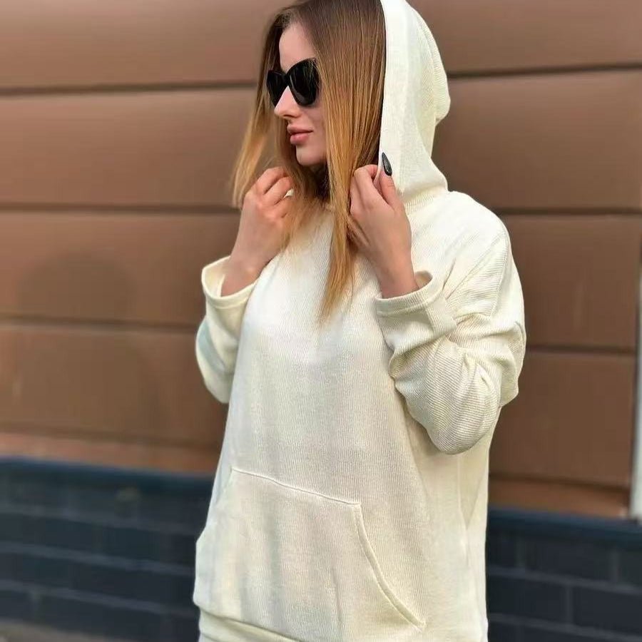 Athletic Hoodie & Pants Set | Wide Sleeve Sweatshirt with Pockets & Drawstring Pants(MS141) - Mariam's Collection