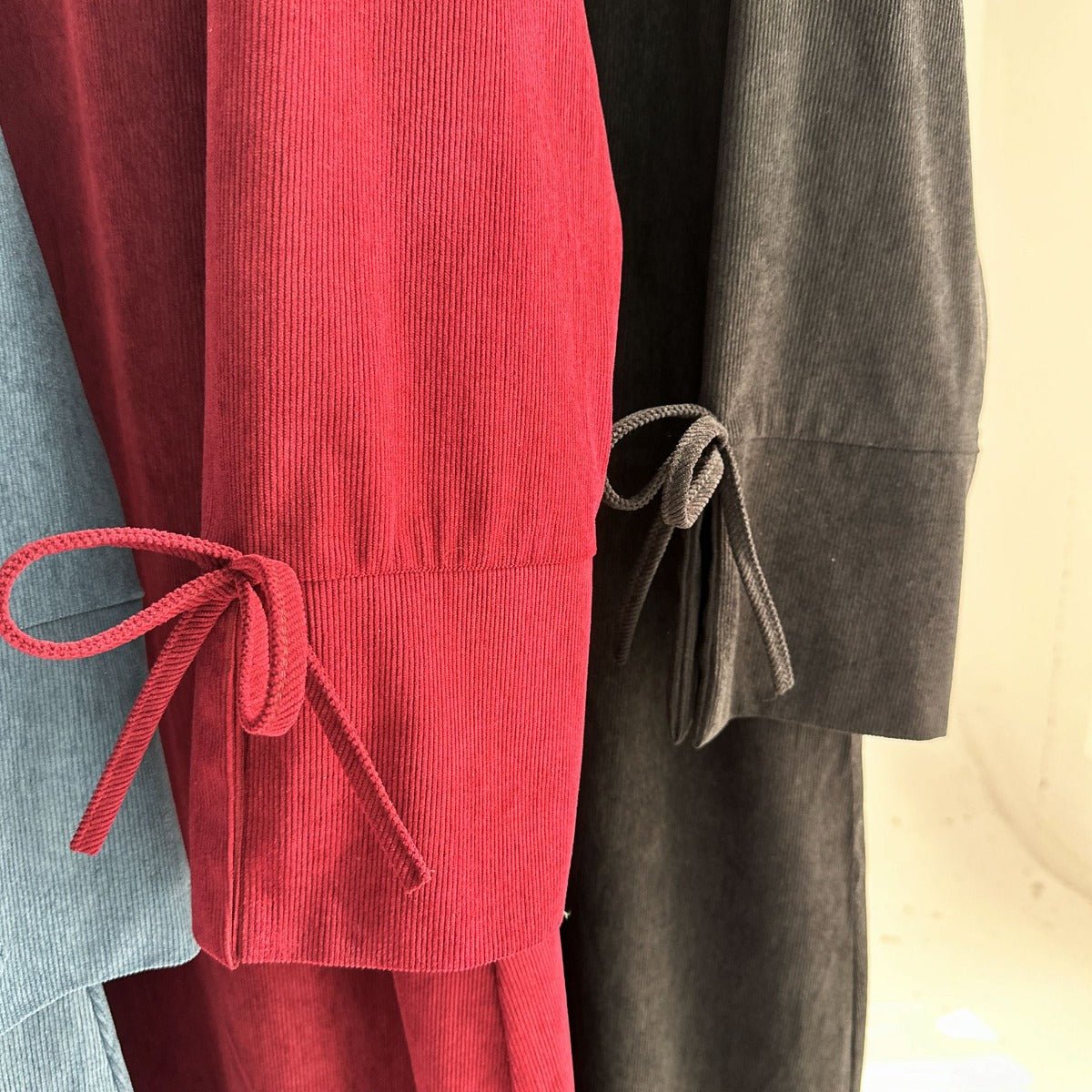 Autumn Bow - Sleeve Corduroy Abaya | Modest Muslim Women's Luxury Wear. (MA248) - Mariam's Collection