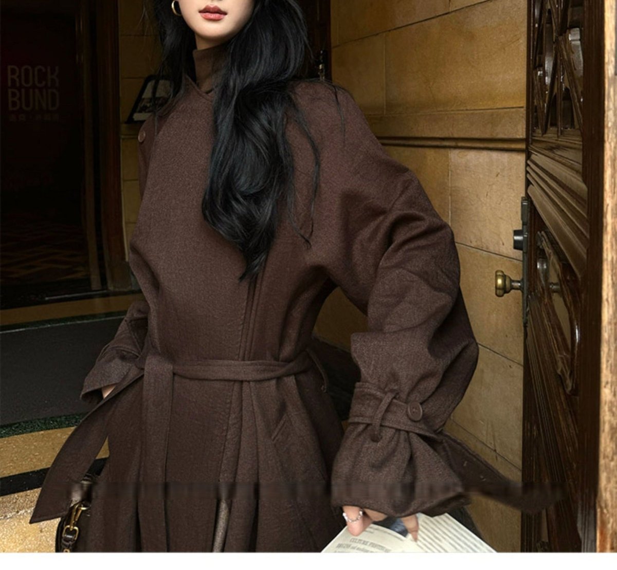 Autumn Long Coat with Wide Lapel | Belted Maxi Jacket(MS145) - Mariam's Collection