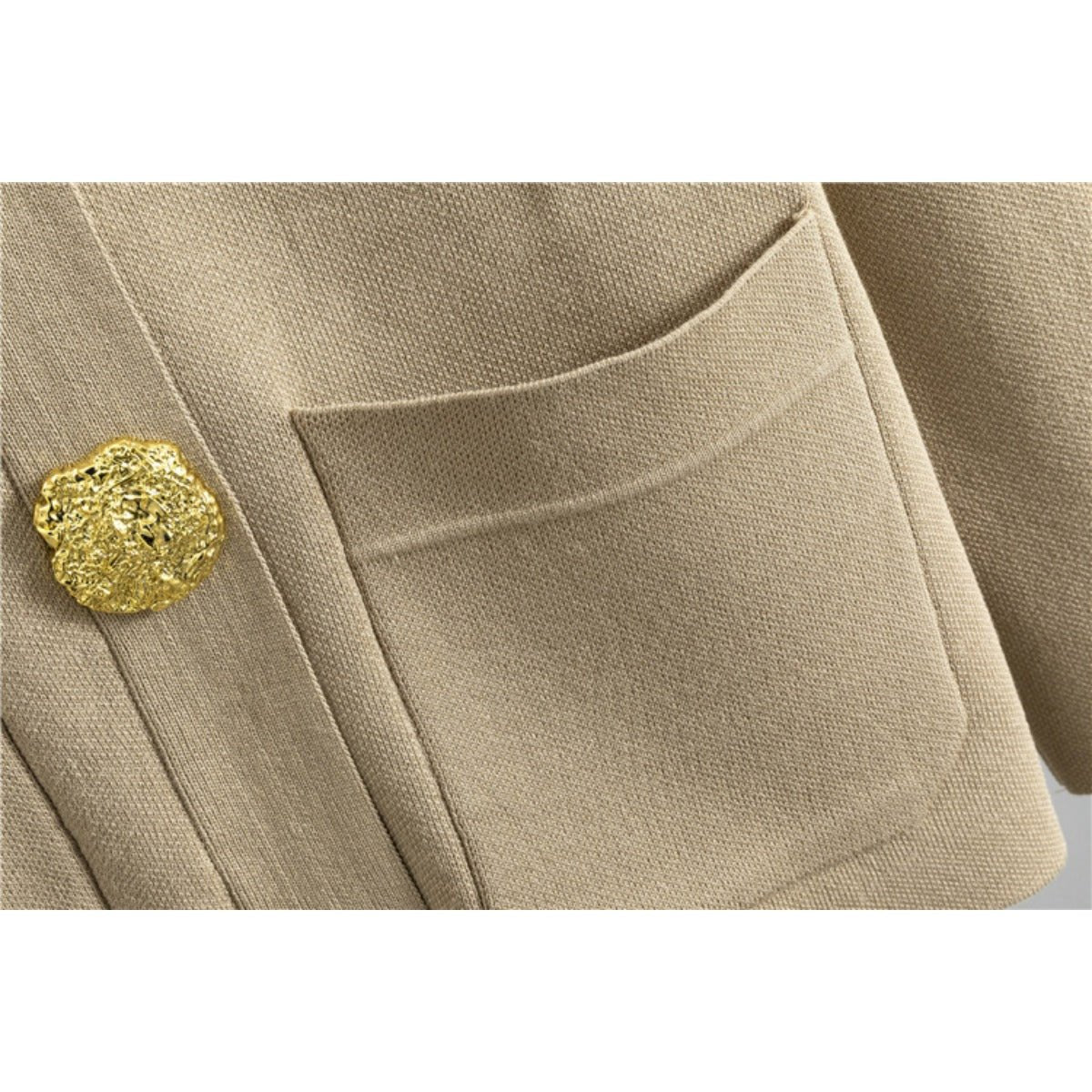 Autumn - Winter Knit V - Neck Gold Button Cardigan Two - Piece Set. (MS089) - Mariam's Collection