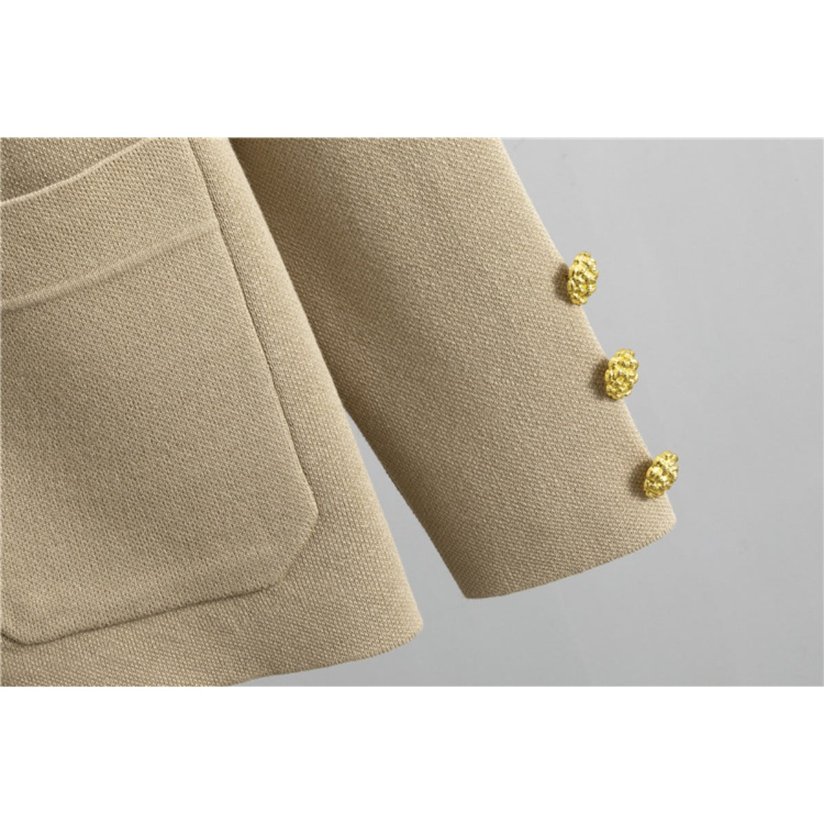 Autumn - Winter Knit V - Neck Gold Button Cardigan Two - Piece Set. (MS089) - Mariam's Collection