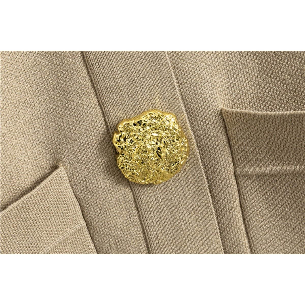 Autumn - Winter Knit V - Neck Gold Button Cardigan Two - Piece Set. (MS089) - Mariam's Collection