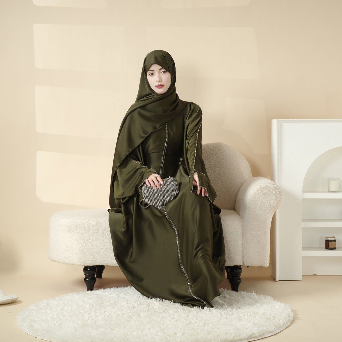 Batwing Abaya With Matching Hijab | Batwing Sleeve Abaya (MA041) - Mariam's Collection