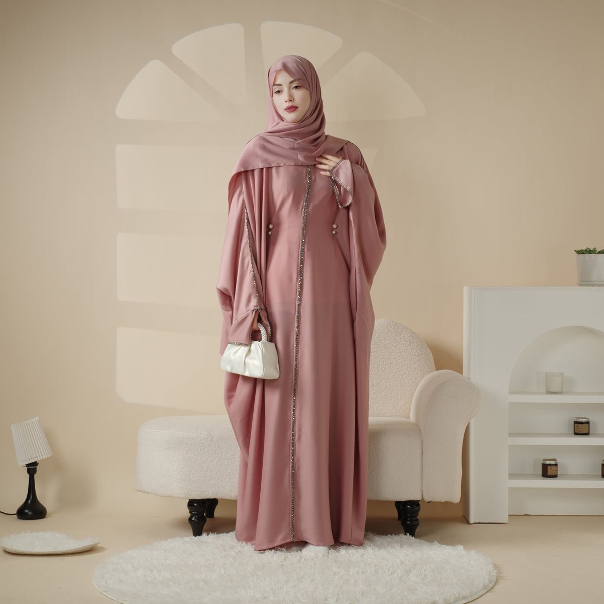 Batwing Abaya With Matching Hijab | Batwing Sleeve Abaya (MA041) - Mariam's Collection