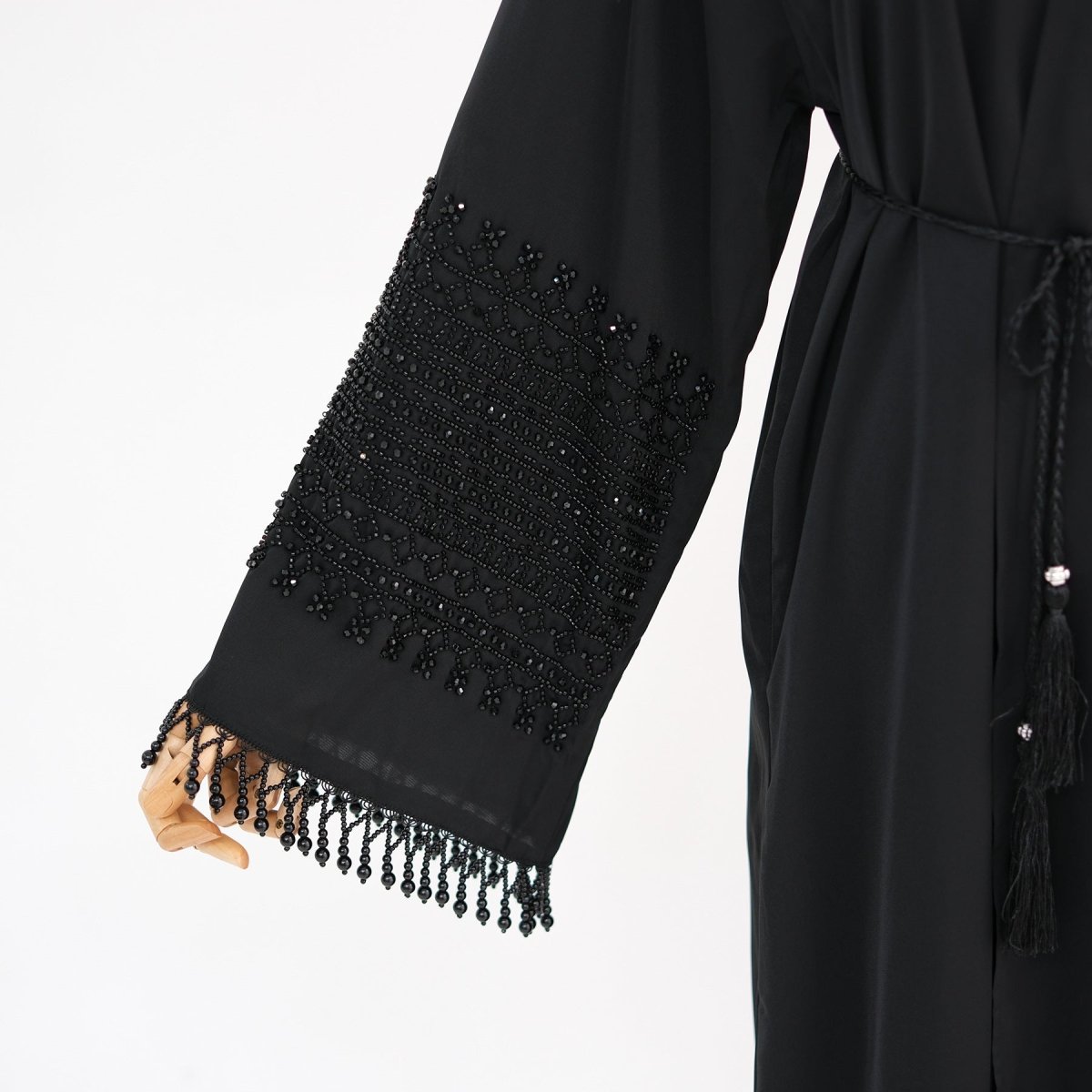 Beaded Embroidery Flared-Sleeve Open Abaya(MOA334) - Mariam's Collection
