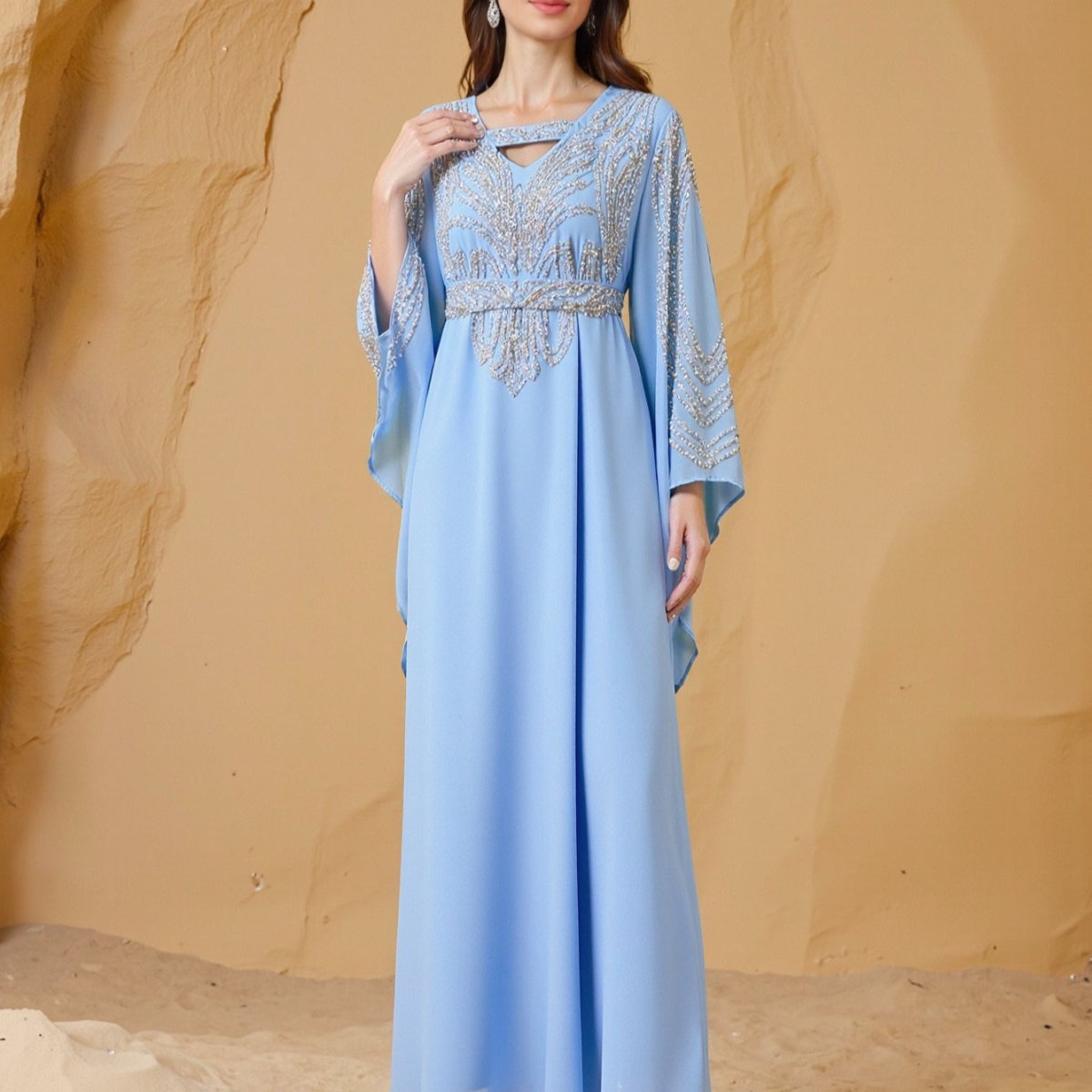 Beaded Kaftan Abaya(MA372) - Mariam's Collection