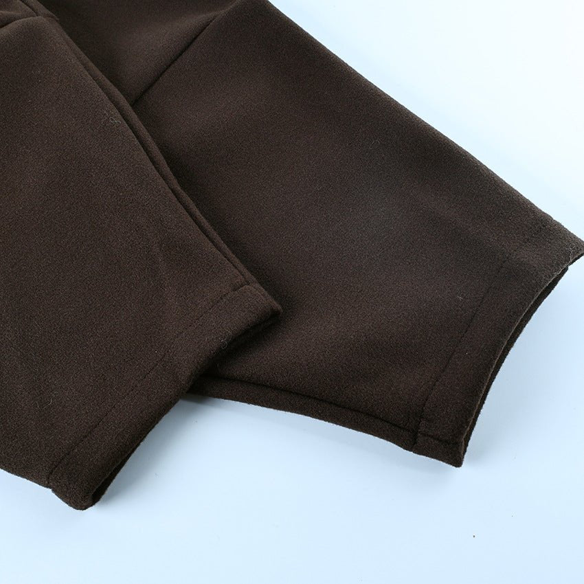 Belted Wool Coat with Shell Brooch(MS255) - Mariam's Collection