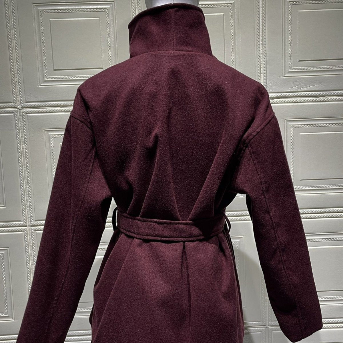 Belted Wrap Coat with Wide Collar | Double - Faced Wool Blend Jacket(MS254) - Mariam's Collection